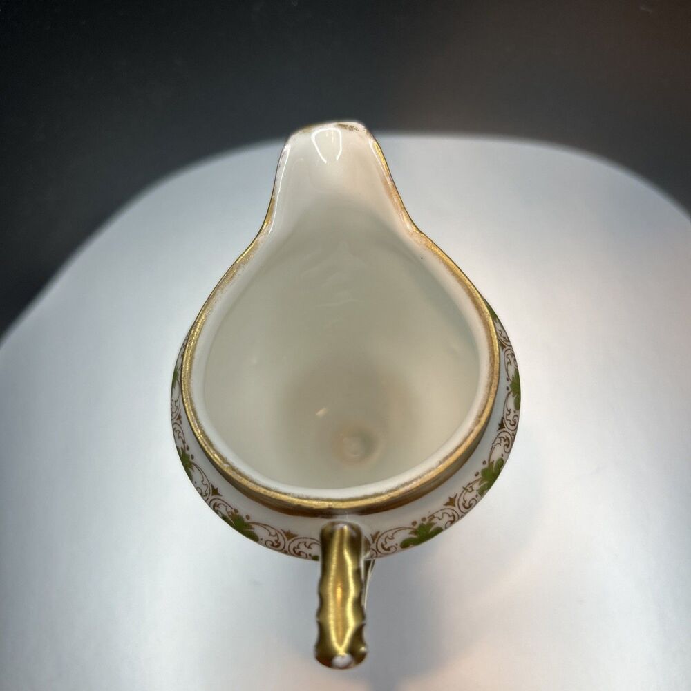 Limoges Porcelain Creamer Pitcher Gold Gilt Rim & Handle - Picture 5 of 9